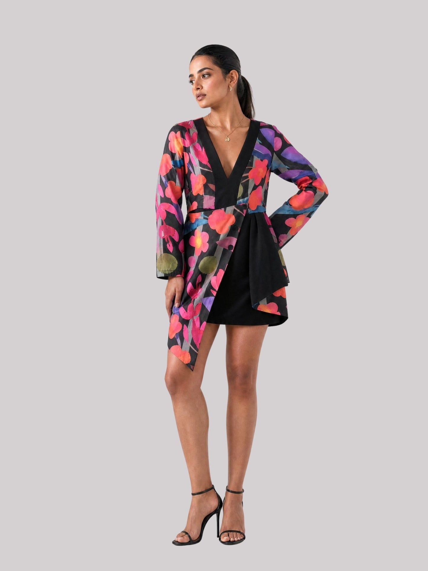 Kiko Digital Print Asymmetric Mini Dress - Missova