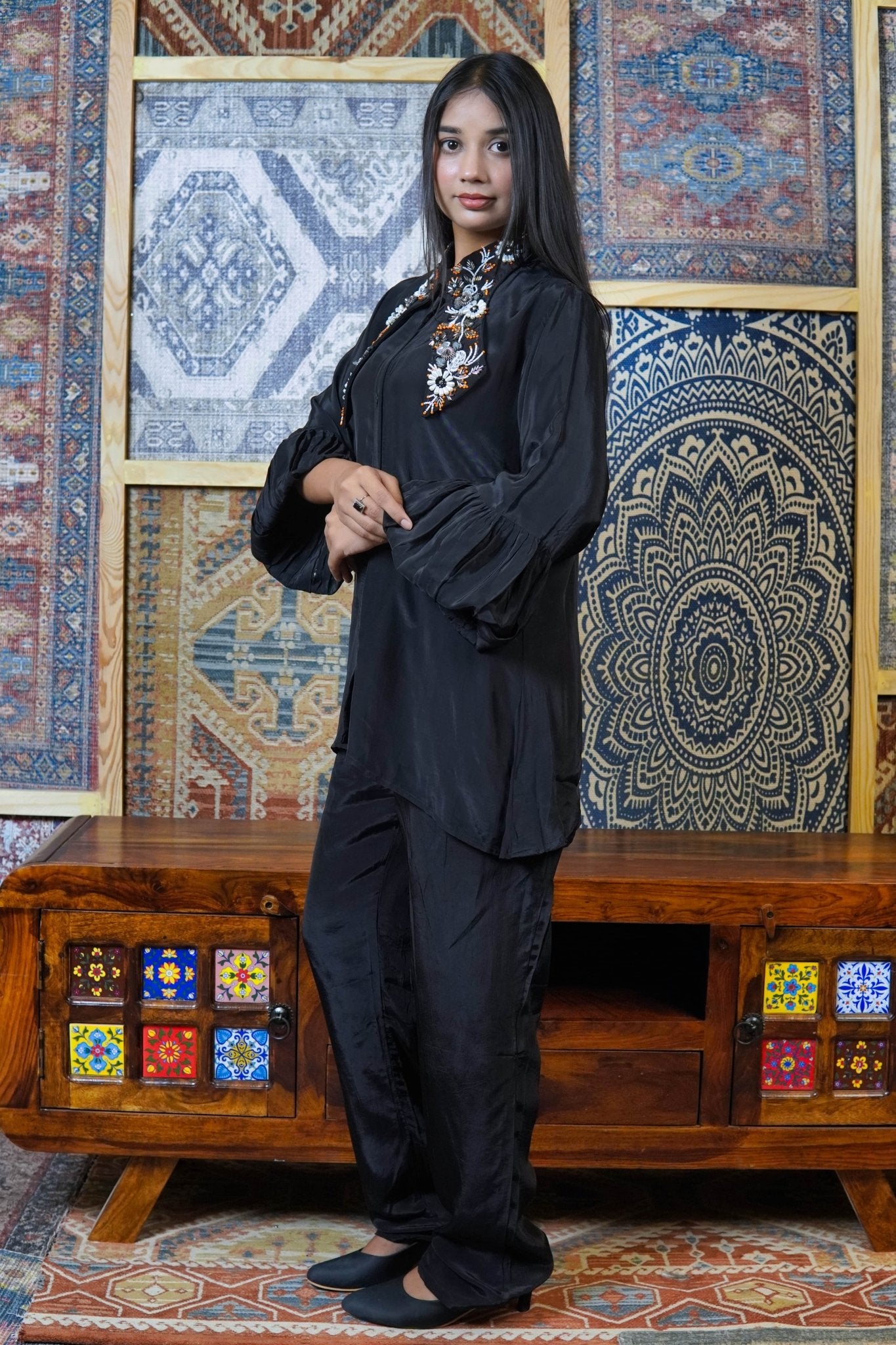 Long Collar Pant Set - Missova