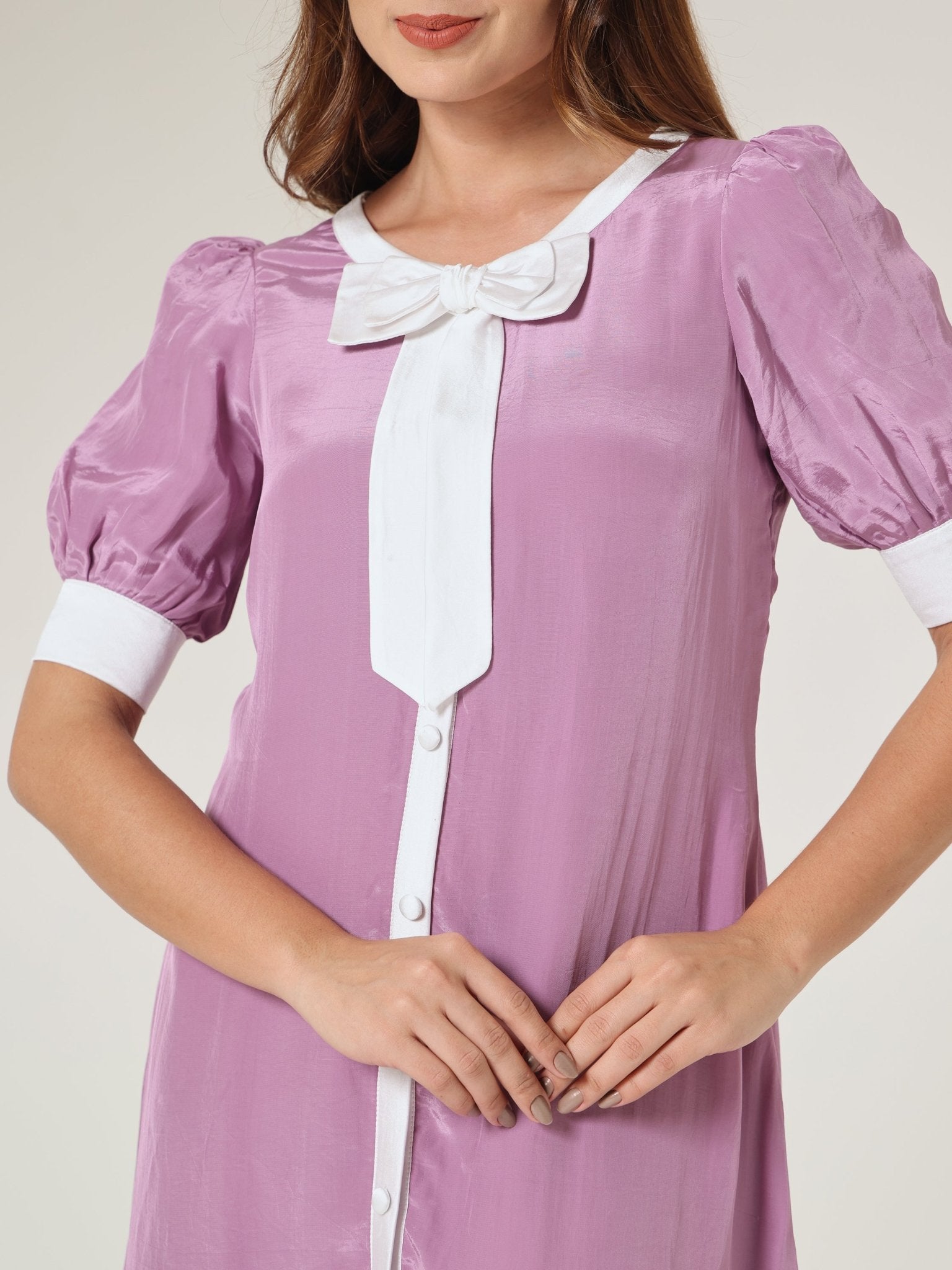 Lulu Contrast Bow A - Line Dress - Missova