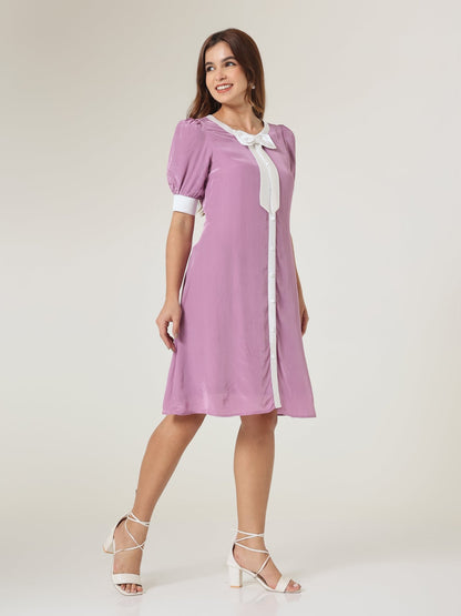 Lulu Contrast Bow A - Line Dress - Missova