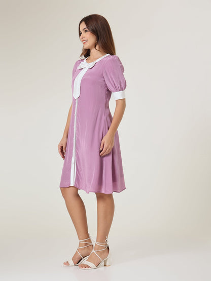 Lulu Contrast Bow A - Line Dress - Missova