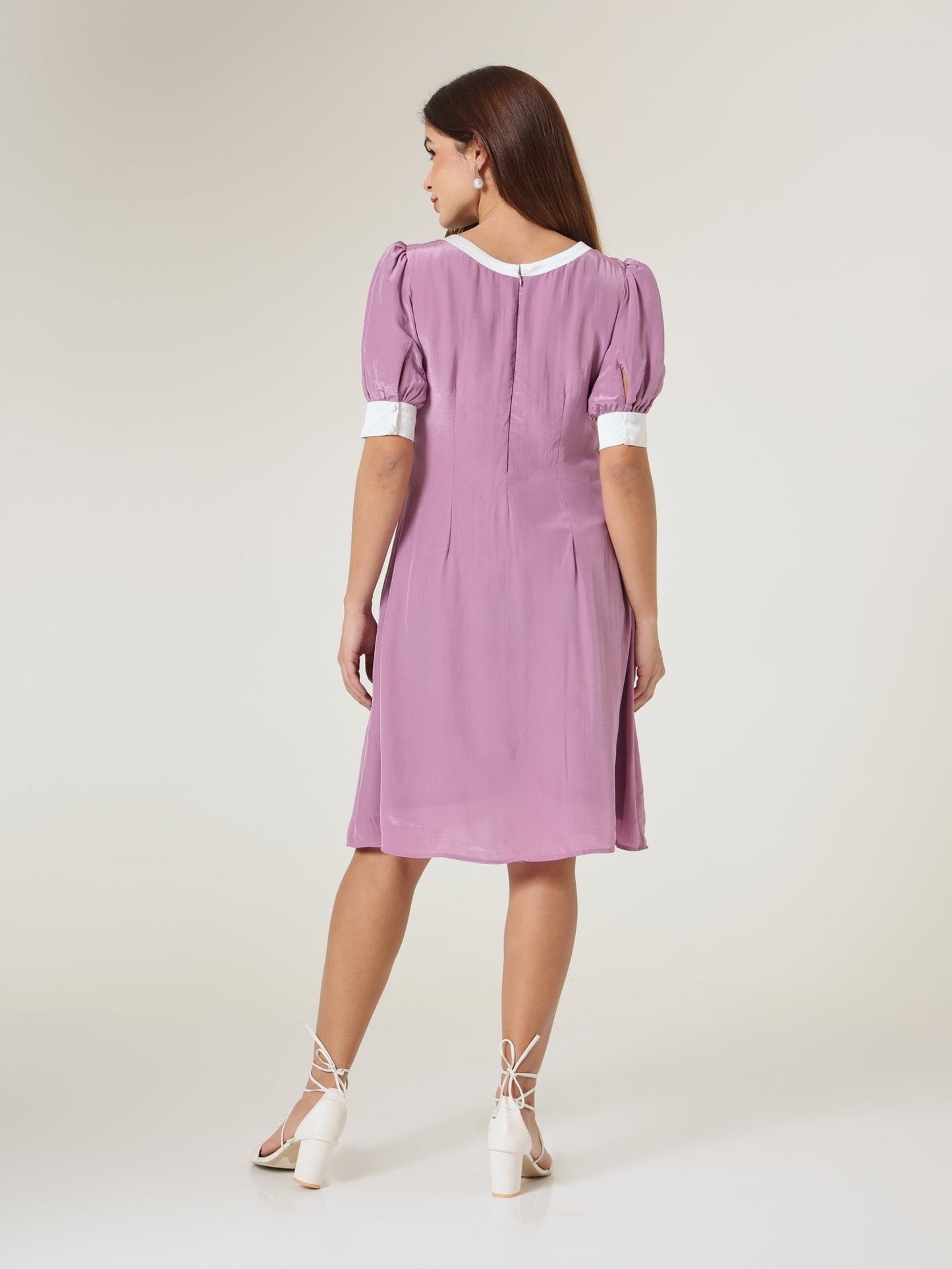 Lulu Contrast Bow A - Line Dress - Missova