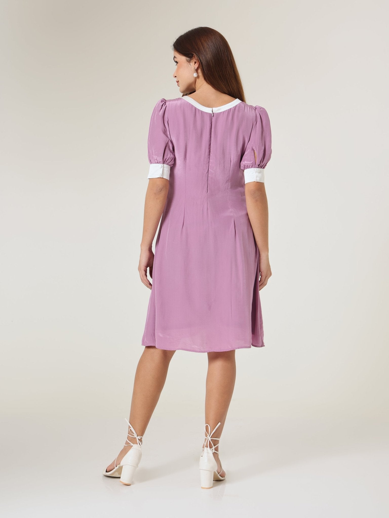Lulu Contrast Bow A - Line Dress - Missova