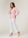 Pink Gingham Lace-Trim Shirt