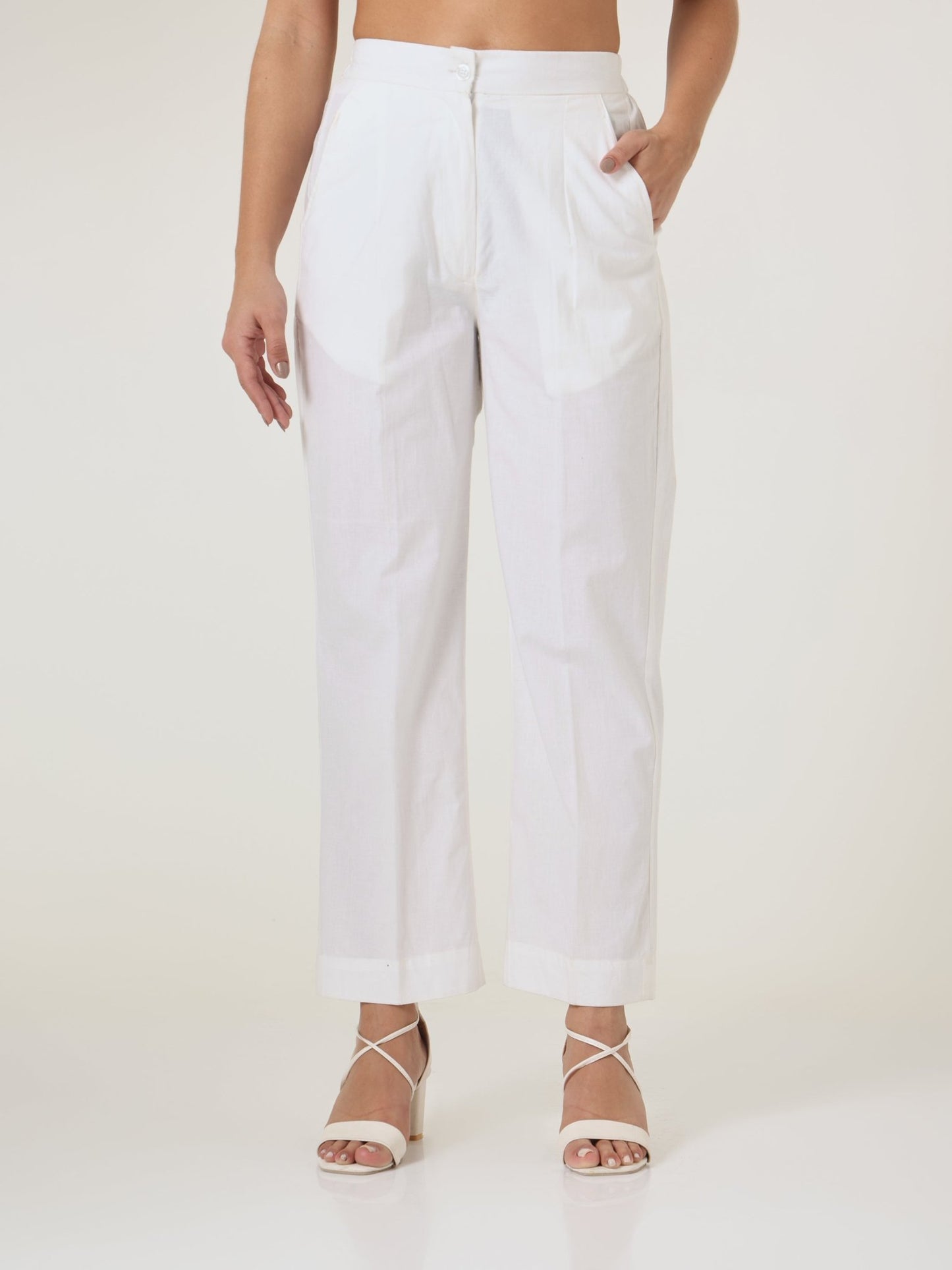 Pink Gingham Straight - Leg Trousers - Missova