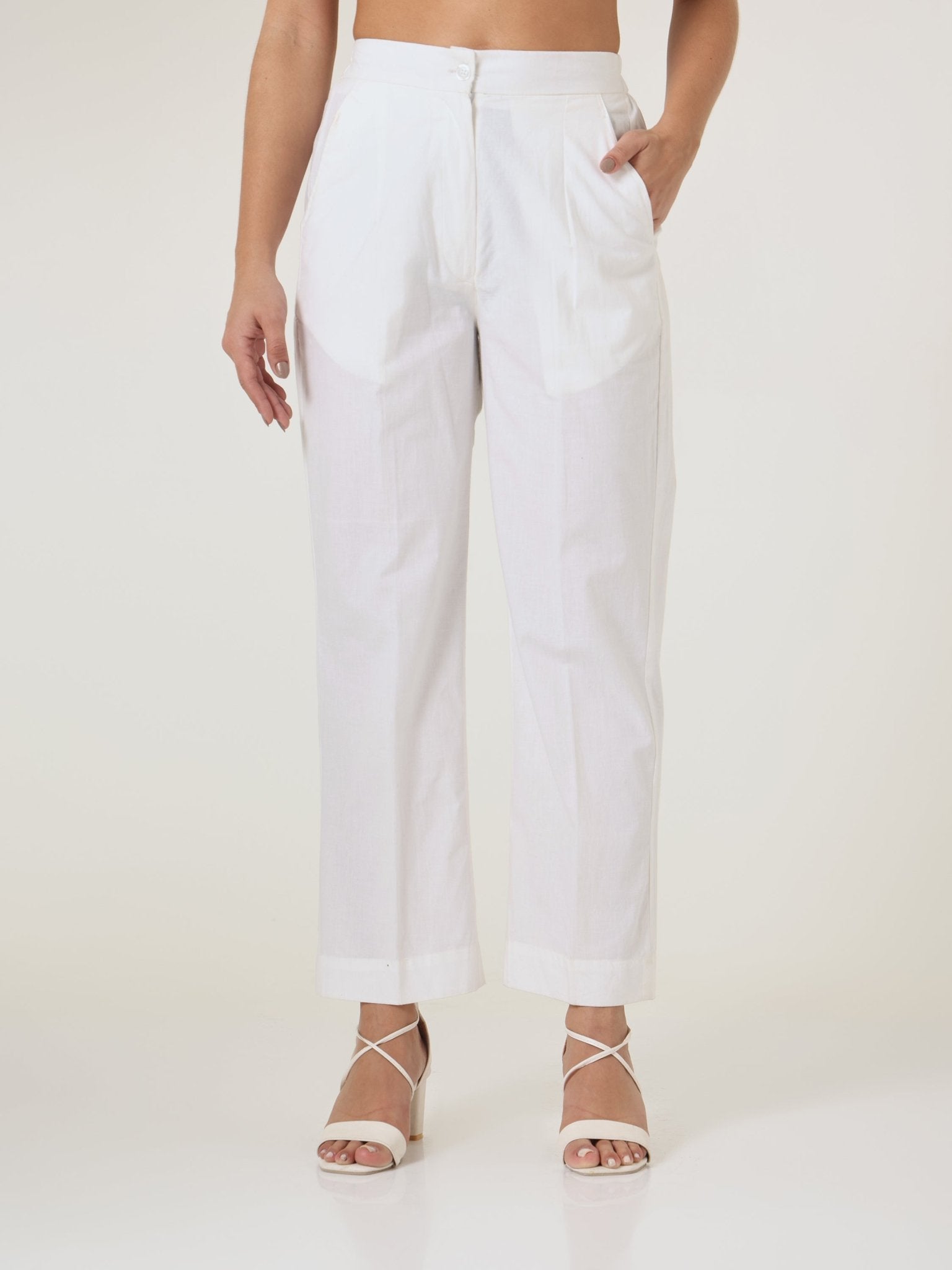 Pink Gingham Straight - Leg Trousers - Missova