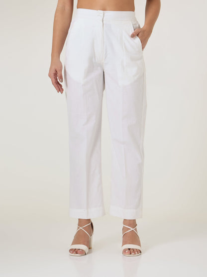 Pink Gingham Straight - Leg Trousers - Missova