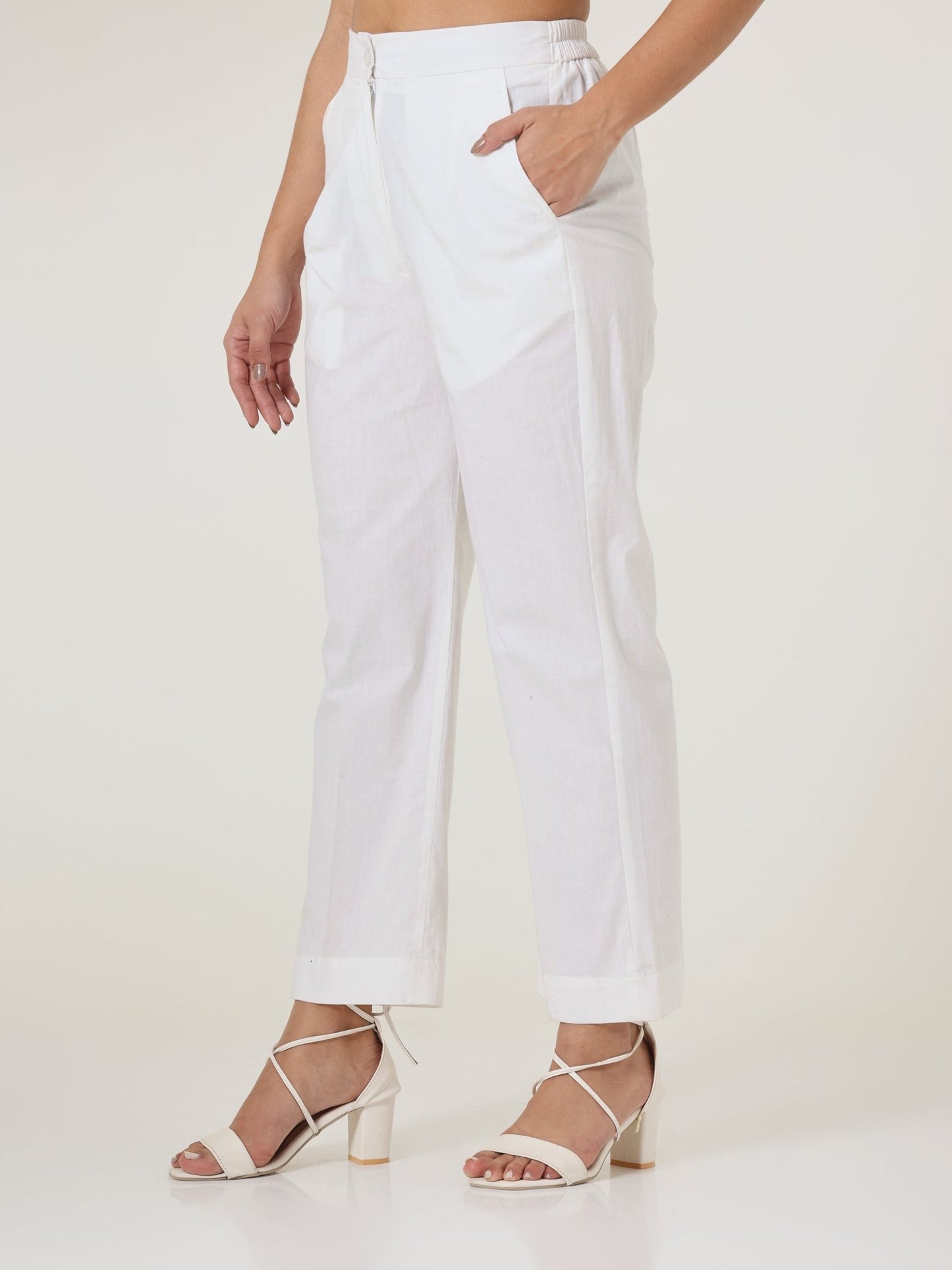 Pink Gingham Straight - Leg Trousers - Missova