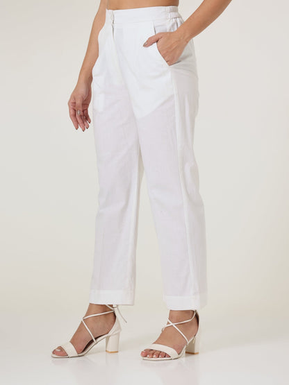 Pink Gingham Straight - Leg Trousers - Missova