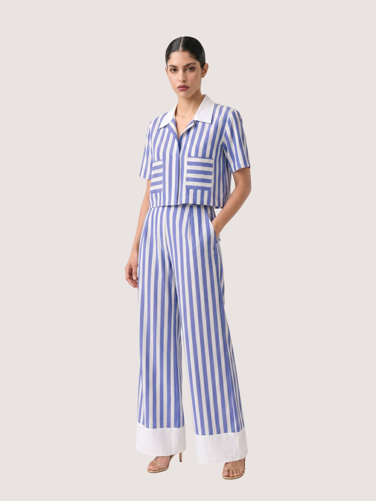 Santorini Striped Wide-Leg Trousers - Missova