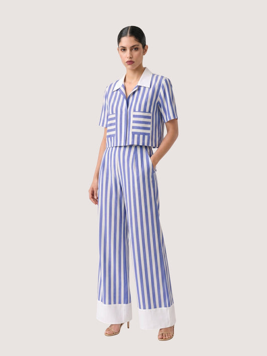 Santorini Striped Wide-Leg Trousers - Missova