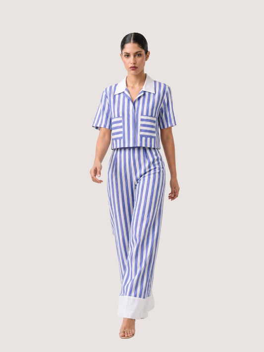 Santorini Striped Wide-Leg Trousers - Missova
