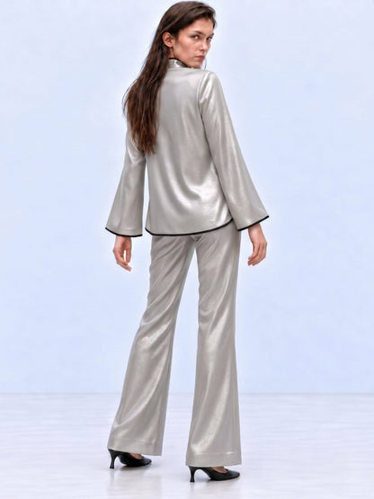 Stardust Metallic Flared Pants - Missova