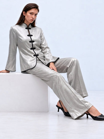 Stardust Metallic Flared Pants - Missova